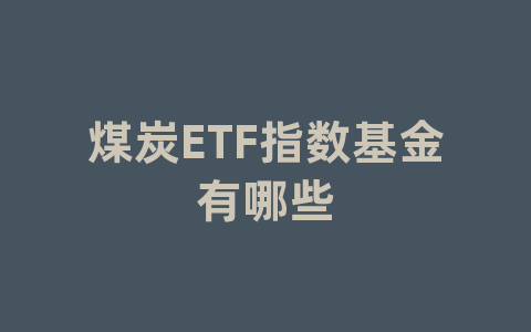 煤炭ETF指数基金有哪些