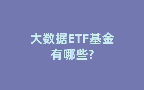 大数据ETF基金有哪些?