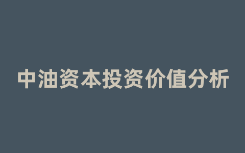 中油资本投资价值分析