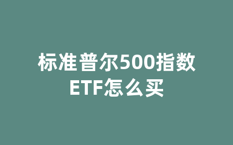 标准普尔500指数ETF怎么买