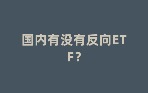 国内有没有反向ETF？